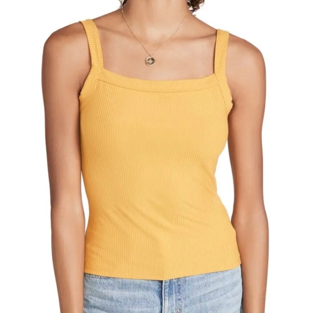 Reformation Jeans Ribbed Rochelle Tank Top Ochre Square Neck Size Medium